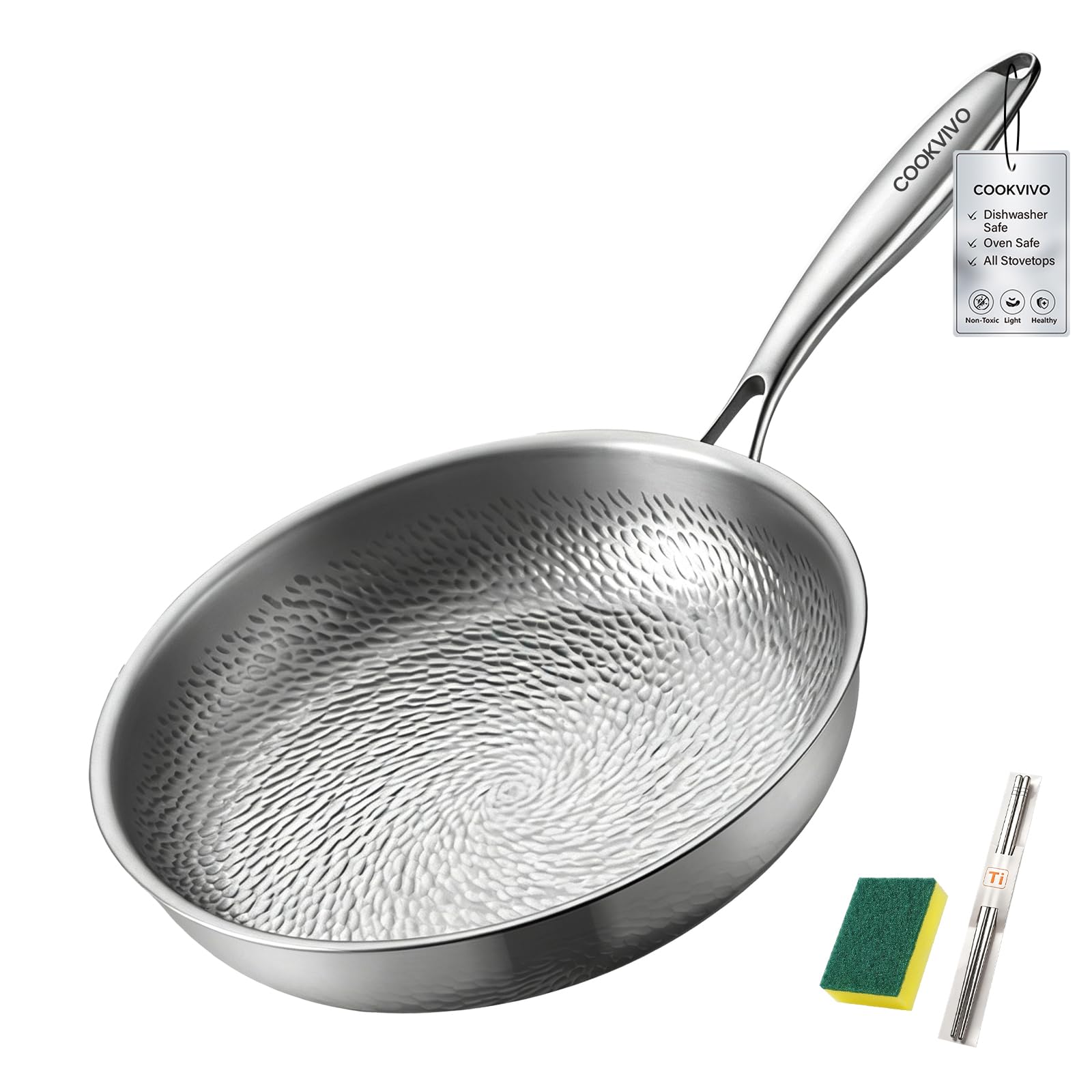 COOKVIVO 8 Inch Pure Titanium Frying Pan for Cooking,PFAS/PFOA/PTFE Free