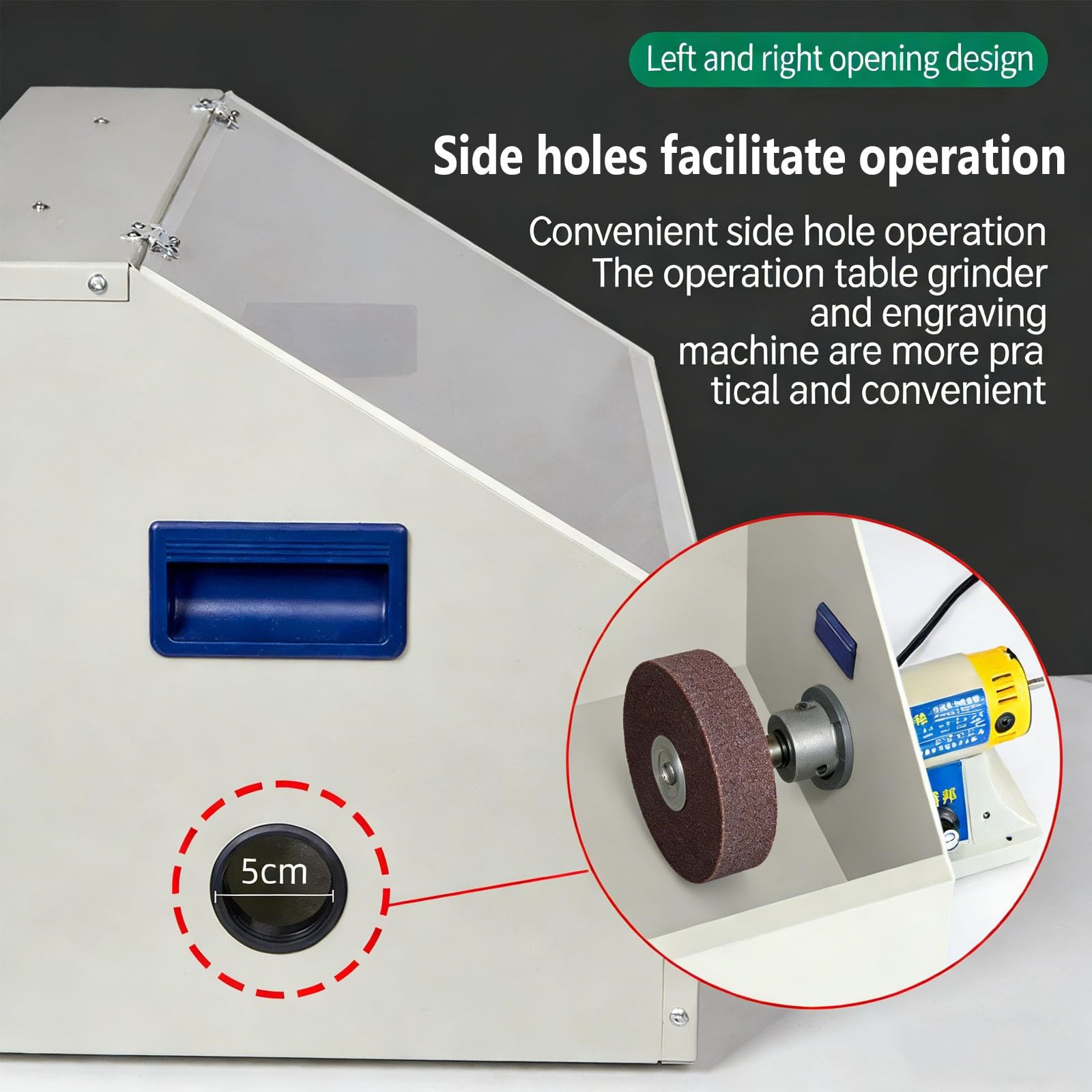 Sandblaster - Aspiratore a LED ad alta resistenza con finestra trasparente per smerigliatura, incisione, lucidatura, foratura e taglio