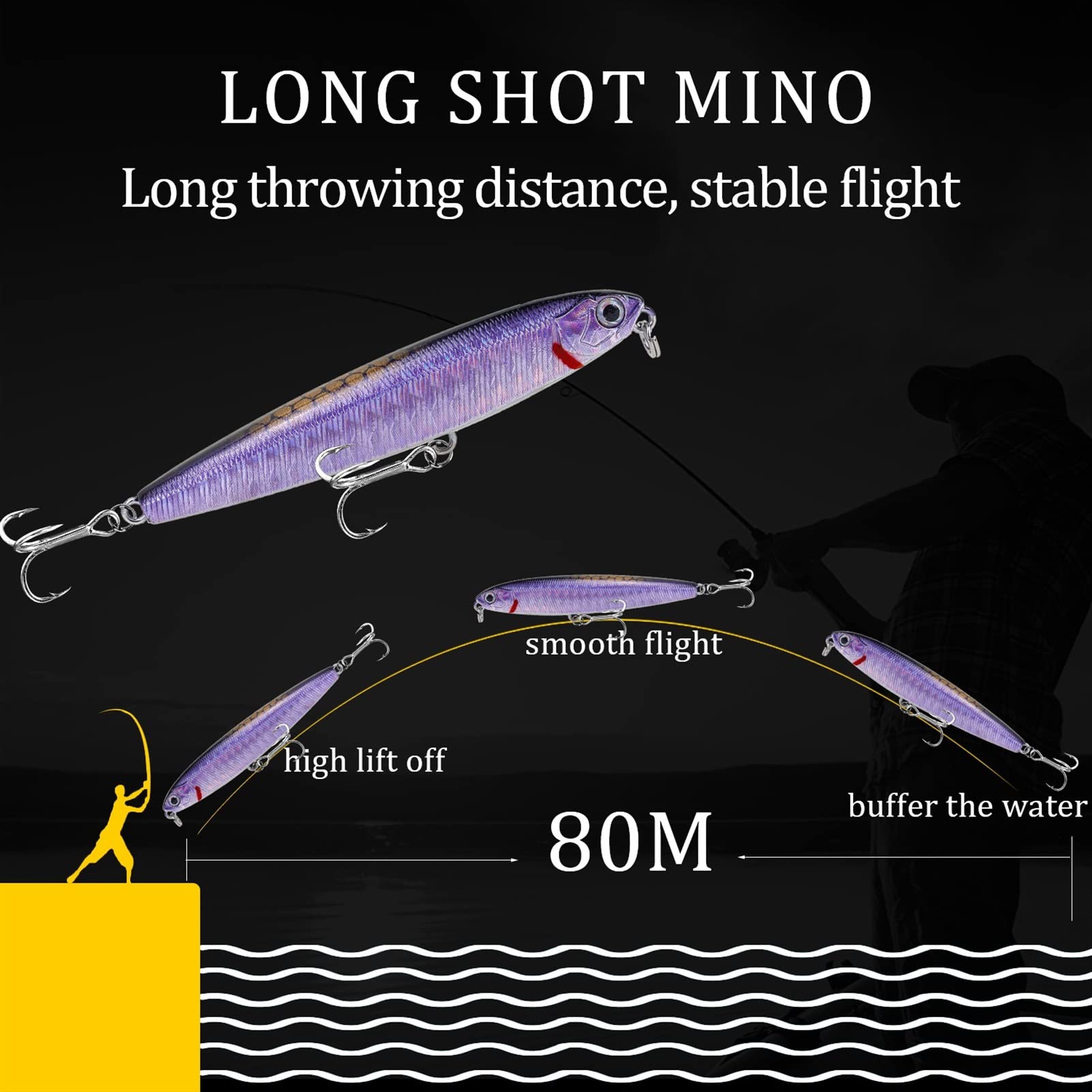 10 sztuk 8cm 12/18g Przynęta na okonia z haczykami Trident Tonące Woblery Sztuczna Przynęta Realistyczna twarda przynęta Minnow Jigging Pesca Sprzęt wędkarski