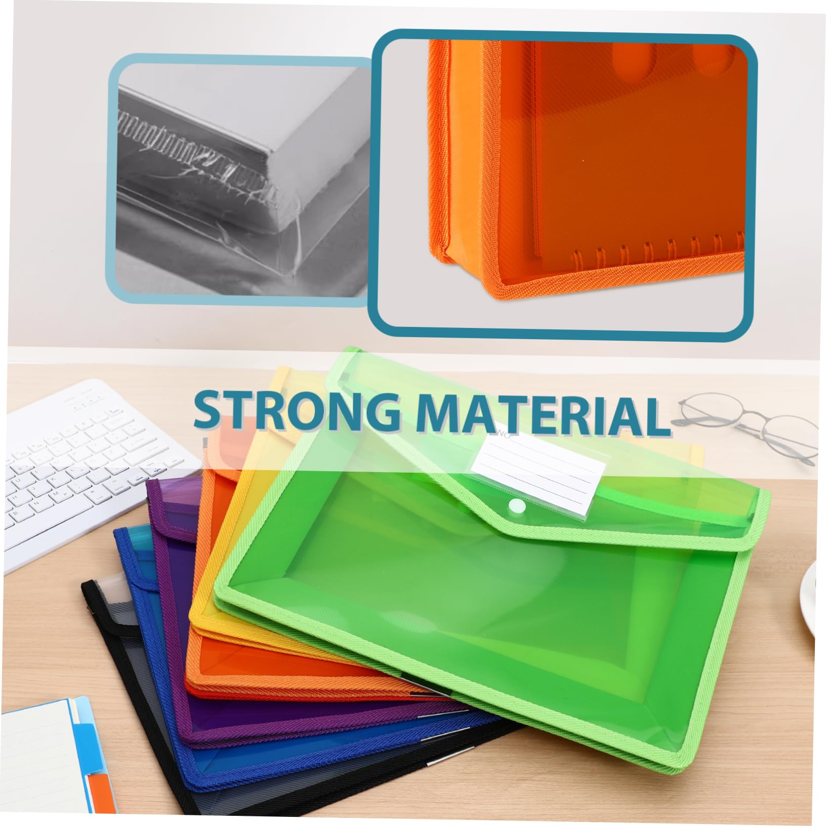 PLAFOPE 7pezzi Busta di Plastica con Bottone per Documenti Busta Trasparente Resistente in Pp per Ufficio Scuola e Archiviazione Organizzazione Efficiente