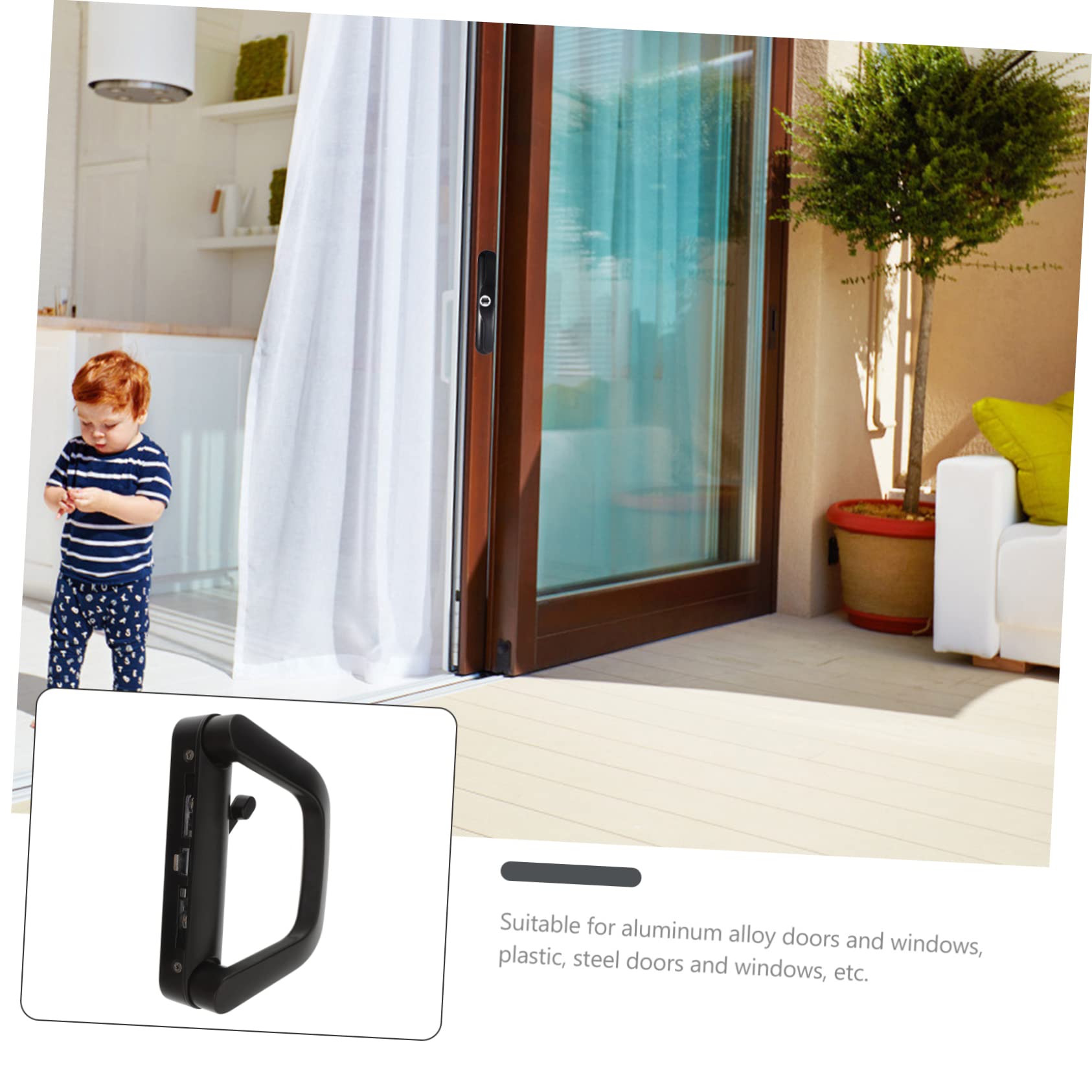 SHINEOFI Maniglia per Porta Scorrevole con Serratura, Set 1 Nero