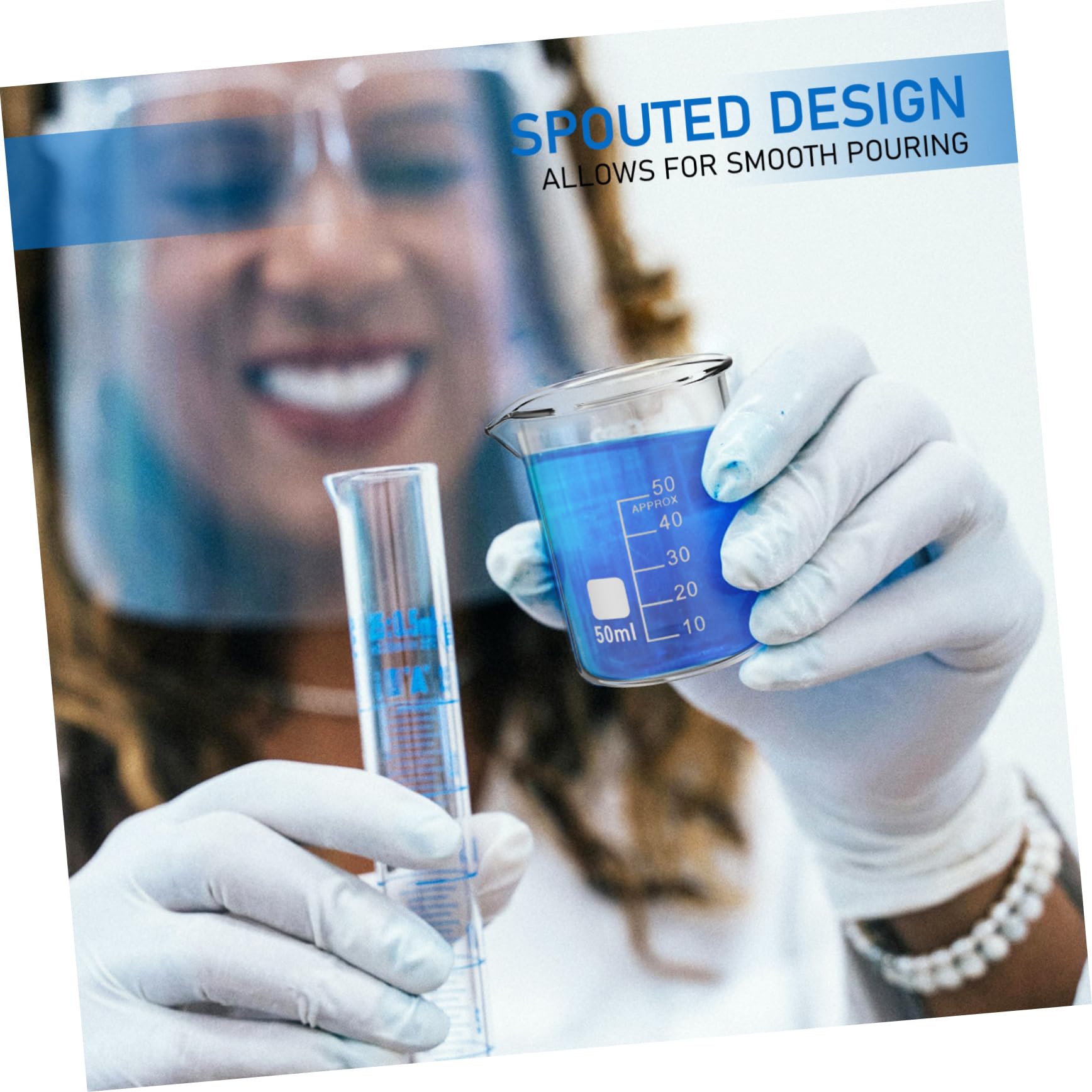 Becher da Laboratorio in Vetro Graduato 50ml 20 Pezzi | Misurazione Precisa, Facile da Pulire, Forniture per Chimica e Uso Scolastico
