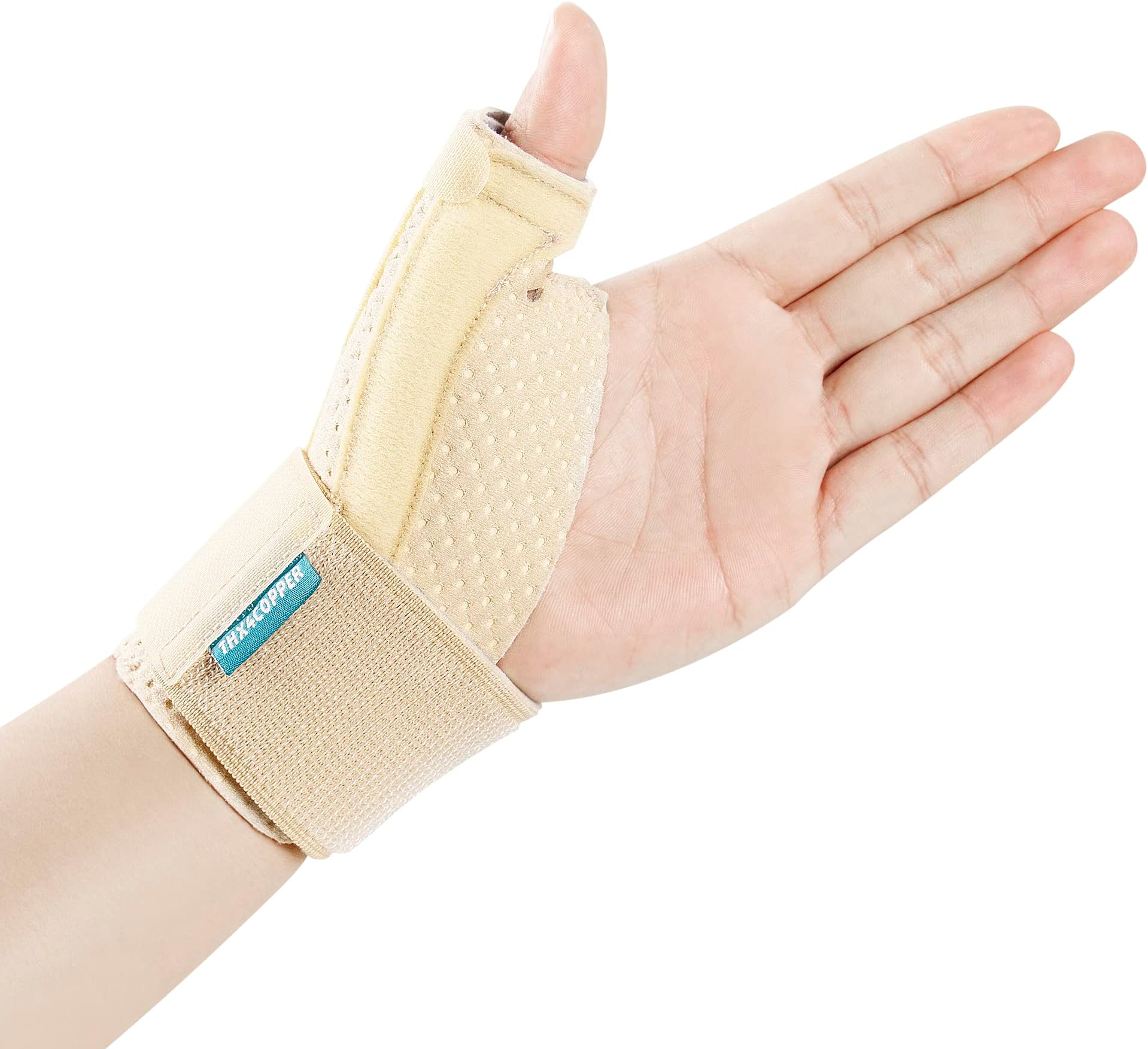 THX4COPPER Thumb & Wrist Stabilizer Splint for Blackberry Thumb,Thumb Pain Relief for Arthritis,Sprained,Tendonitis,Carpal Tunnel,Breathable&Stable,S-M(Beige)
