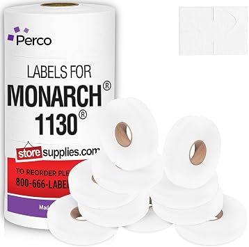Pricing Labels for Monarch 1130 White - 25,000 Labels w/ 10 Rolls Value Pack, 1 Sleeve - Made in USA