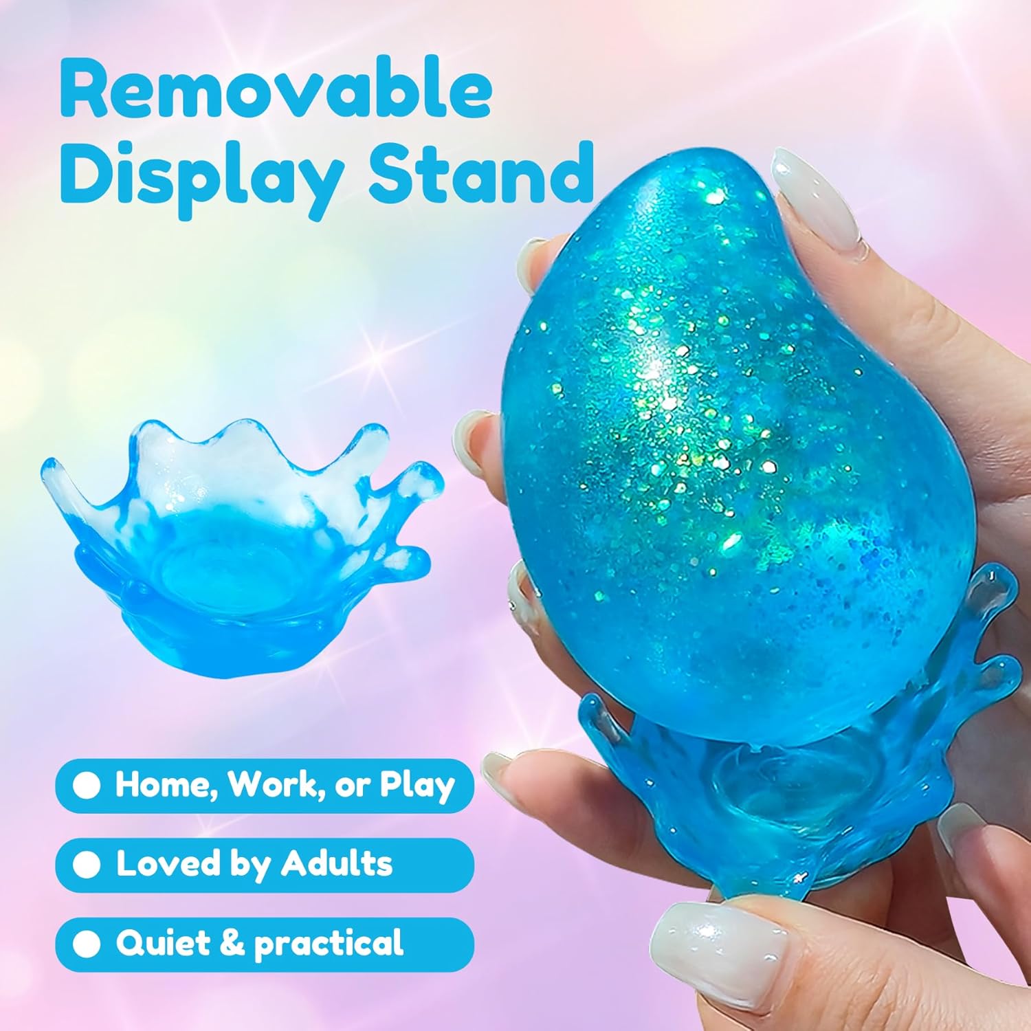 Dream Squishy Drop Stress Balls, Cube Squishies Anxiety Stress Relief Ice Squishy Drop Malt Sugar Balls, Soft Sensory Calming Toys for Kids Teens, Party Favors & Classroom Prizes for Kids - Blue