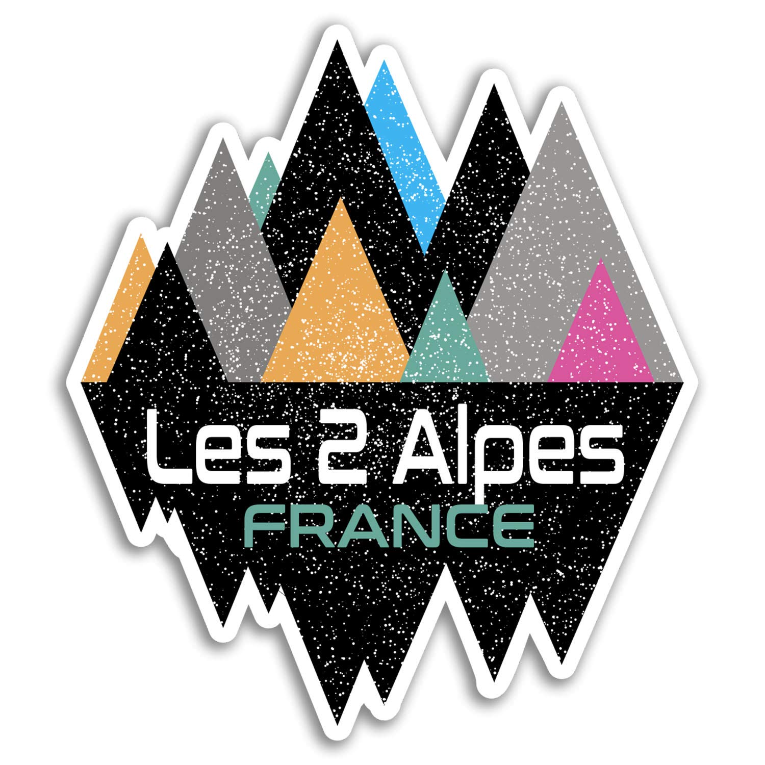 Destination Vinyl Ltd Multi 2 X 10Cm Les 2 Alpes France Vinyl Stickers - Ski Sticker Laptop Luggage #18984 (10Cm Wide)