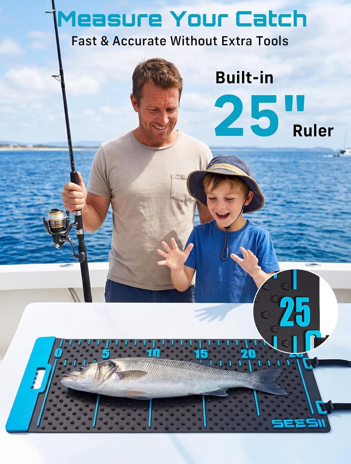 Seesii Cordless Electric Fillet Knife with Fish Fille Mat, High Torque Fillet Knives with 4 Reaplaceble Blade, Non-Slip Grip, Safety Lock, Storage Bag Complete Kit for Filleting and Meat Slicing