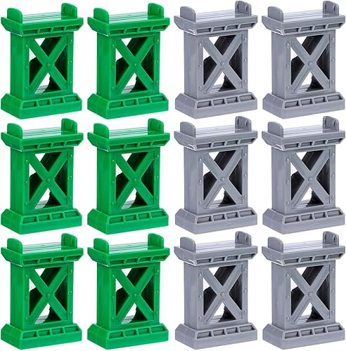 Ioffersuper 12 piezas de accesorios de ferrocarril, muelle de puente de tren, soportes de múltiples niveles, bloques de alto nivel, compatibles con