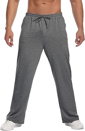 Mens sweatpants open leg Clearance