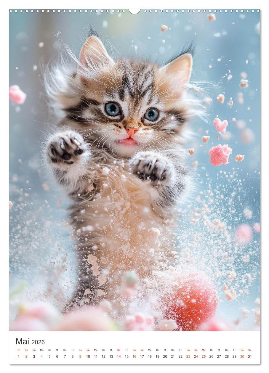 Pfotenpoesie (Wandkalender 2026 DIN A2 hoch), CALVENDO Monatskalender: Treue Katzen sind flauschige Seelengefährten mit sanften Pfoten und großen Herzen. (CALVENDO Tiere)