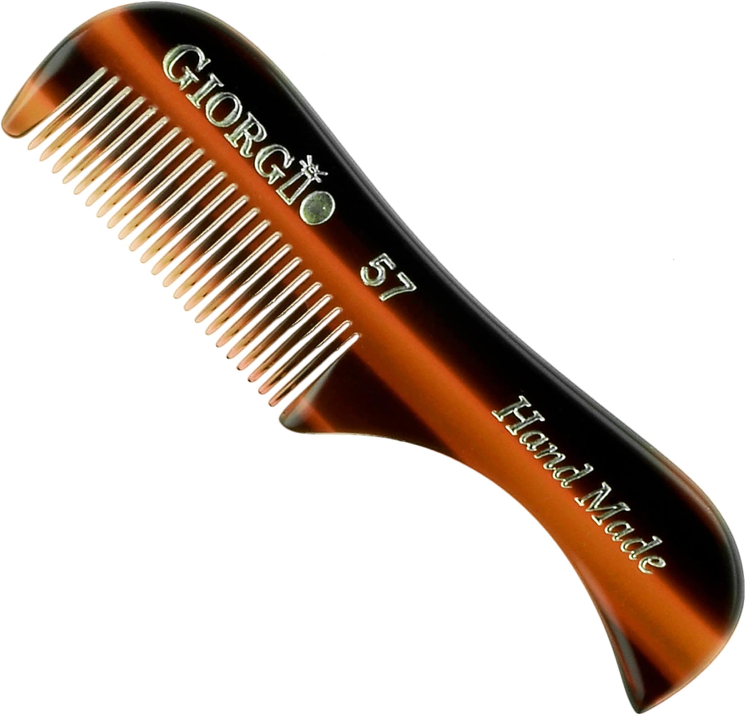 Giorgio G57 2.75" 73mm (2 Pack) X-Small Men's Fine Toothed Beard and Mustache Comb for Facial hair Grooming. Hand-Made of Cellulose Acetate, saw-cut. Perfect pocket man moustache comb.(Tortoise)