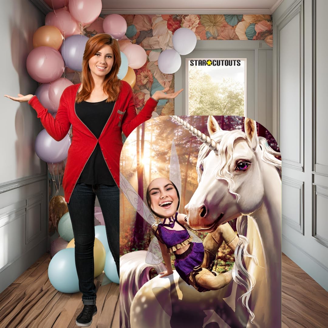 STAR CUTOUTS Unicorn and Fairy Fantasy Land Child Size Stand-in, Cardboard, Multi-Colour, 131 x 95 x 131 cm