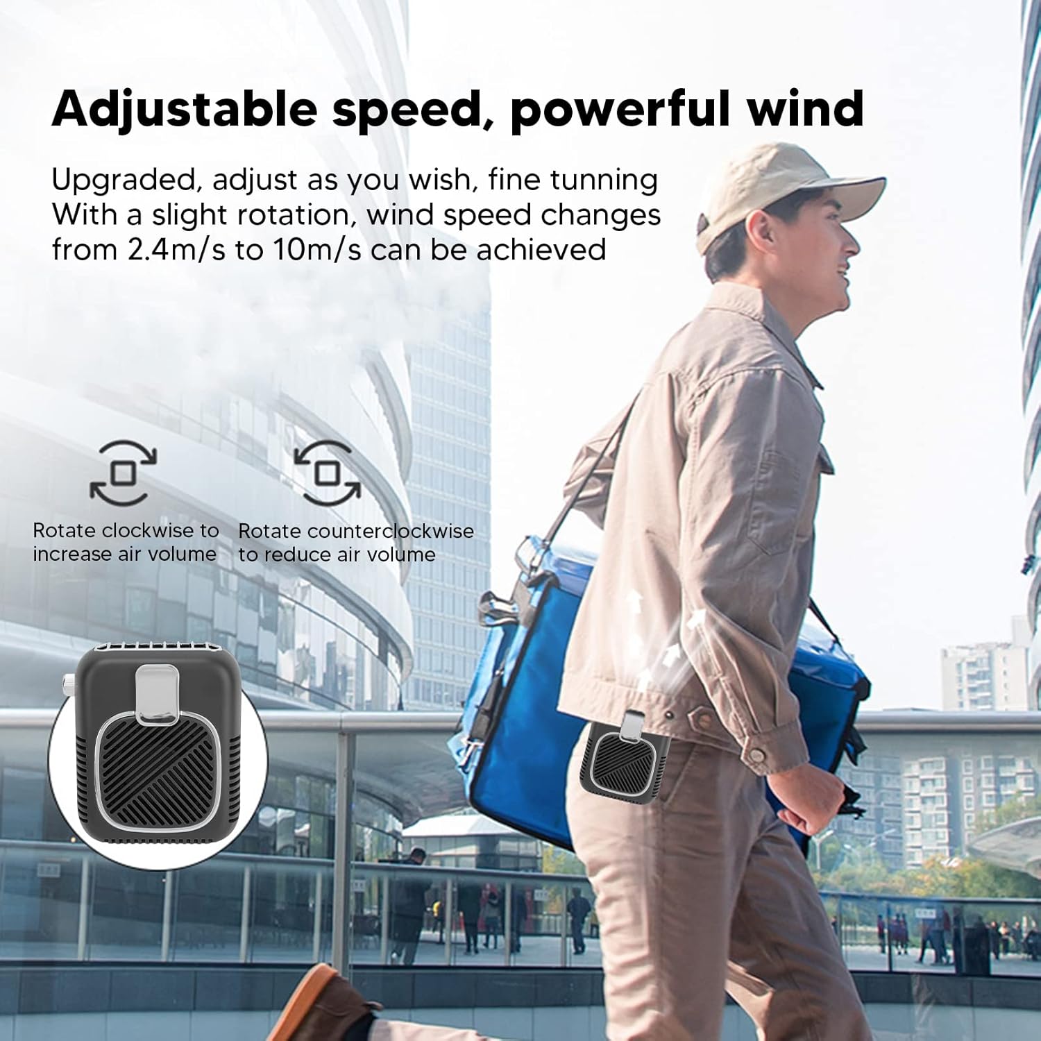 2 in 1 Waist Fan, ABS Mini Hanging Wasit Fan, Portable USB Rechargeable Hands Free Cooling Fan,10000mAh Personal Wearable Fan, Practical Powerbank Fan for Desktop, Travel, Work, Outdoor(Black)