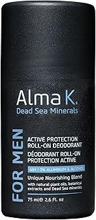 Alma K Active Protection Roll On Deodorant - Men's Deodorant - Aluminum Free Deodorant for Men - Alcohol-Free Deodorant for Sensitive Skin - 2.6 oz