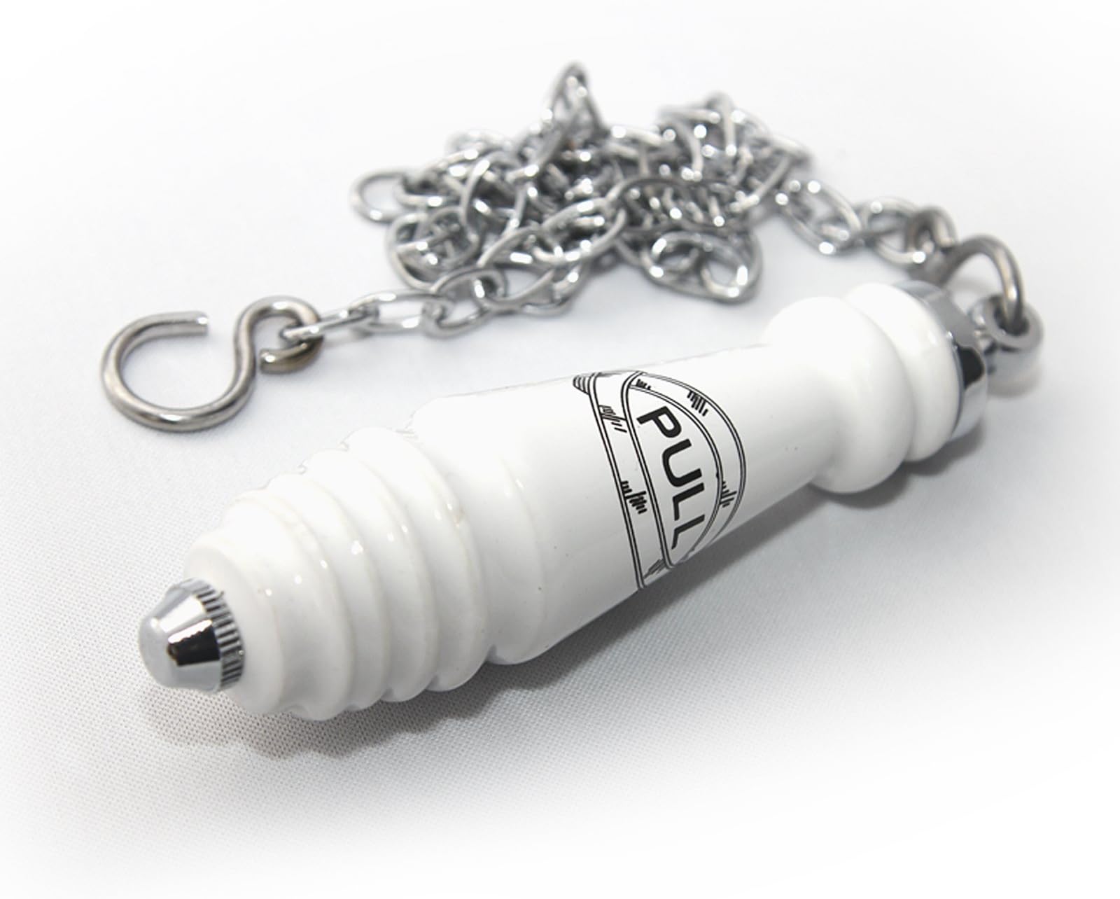 Victorian traditional ceramic & chrome flush pull for high level cistern