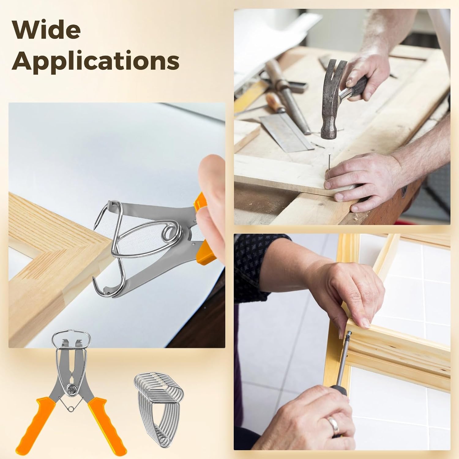 Generic Tool Kit Spring Clamp 1 Spreader Set, Clamps Steel Miter 8 for Woodworking Long-Lasting, Picture Frame, Trim Fastening & Molding Projects DIY