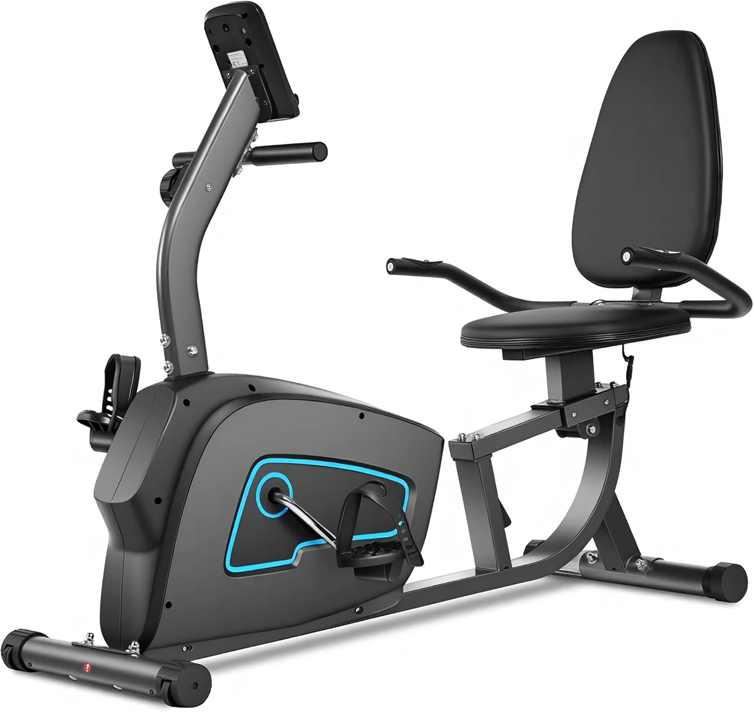 Exercise Bike Recumbent Exercise Bike for Home Stationary Bike Sturdy Quiet 8 Levels Large Comfortable Seat Heart Rate Handle & Device Holder 300 LB Weight Capacity