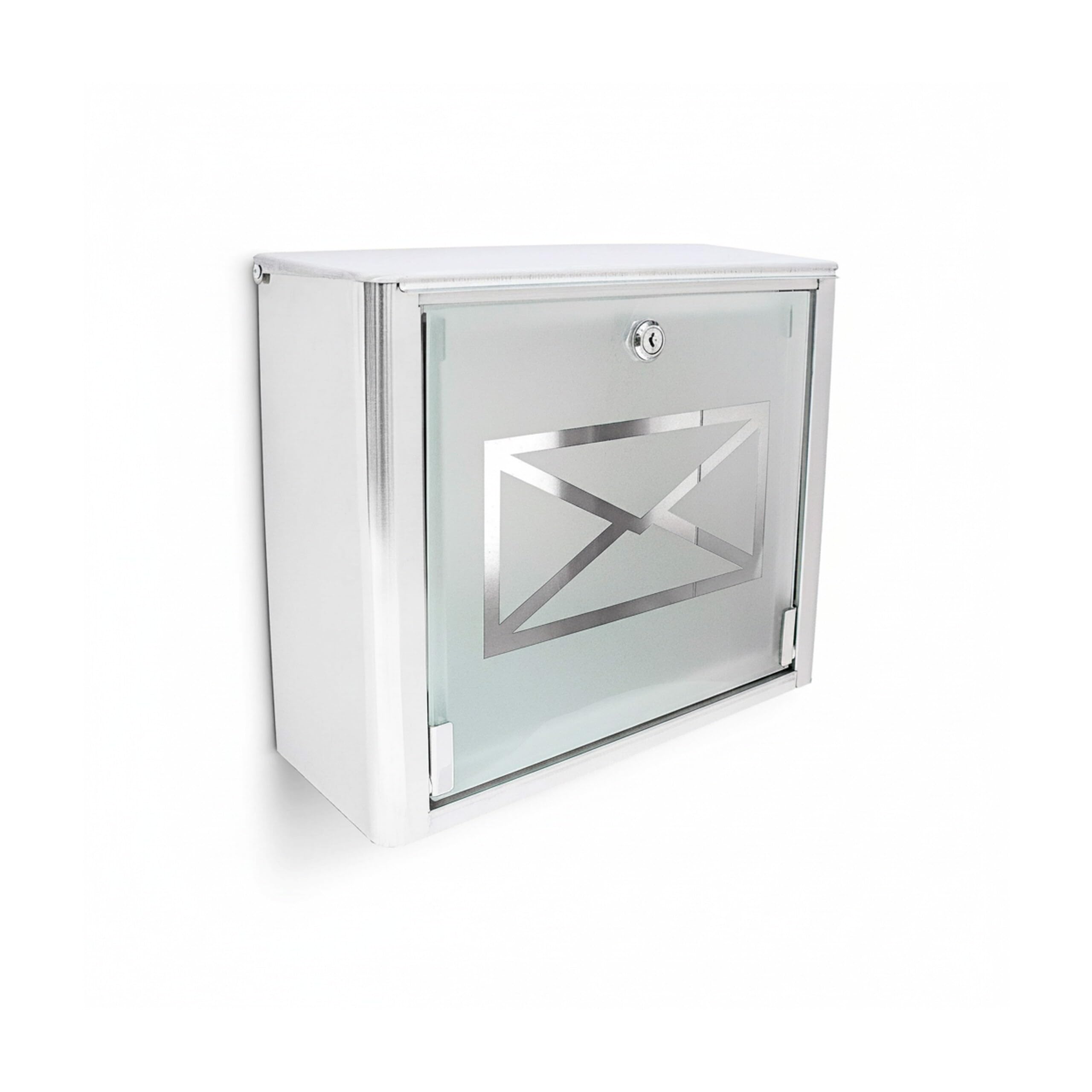 Relaxdays Cassetta della Posta, Postale con sportello in Vetro, Acciaio Inox, Serratura, HxLxP 30,5x35,5x14 cm, Argento/Grigio