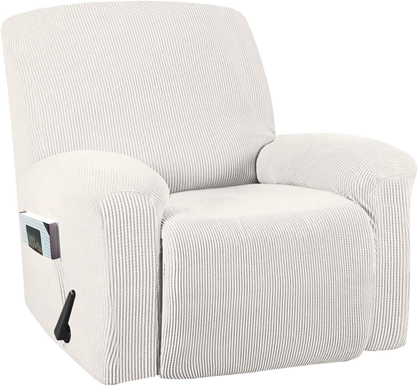 Konsilsa Stretch Recliner Chair Sofa Covers, Sofa Cover Spandex Elastic Recliner Covers for Recliner Chair Non Slip Furniture Protector Suitable for Cats Dogs Pets (Color : White)