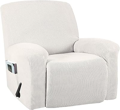 Konsilsa Stretch Recliner Chair Sofa Covers, Sofa Cover Spandex Elastic Recliner Covers for Recliner Chair Non Slip Furniture Protector Suitable for Cats Dogs Pets (Color : White)
