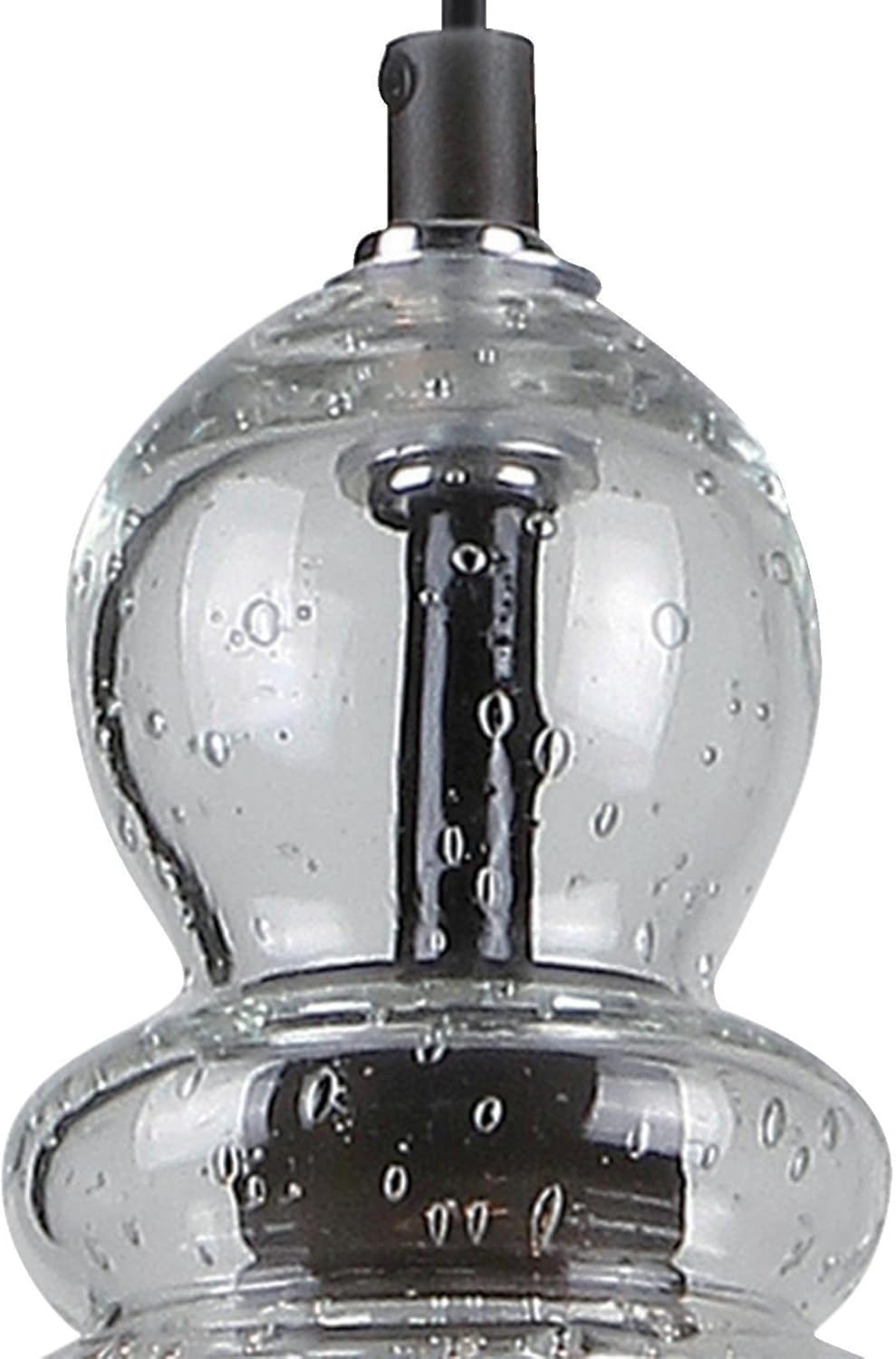 One-Light Adjustable Mini Pendant with Handblown Clear Seeded Glass, Oil Rubbed Bronze Finish - 2-Pack