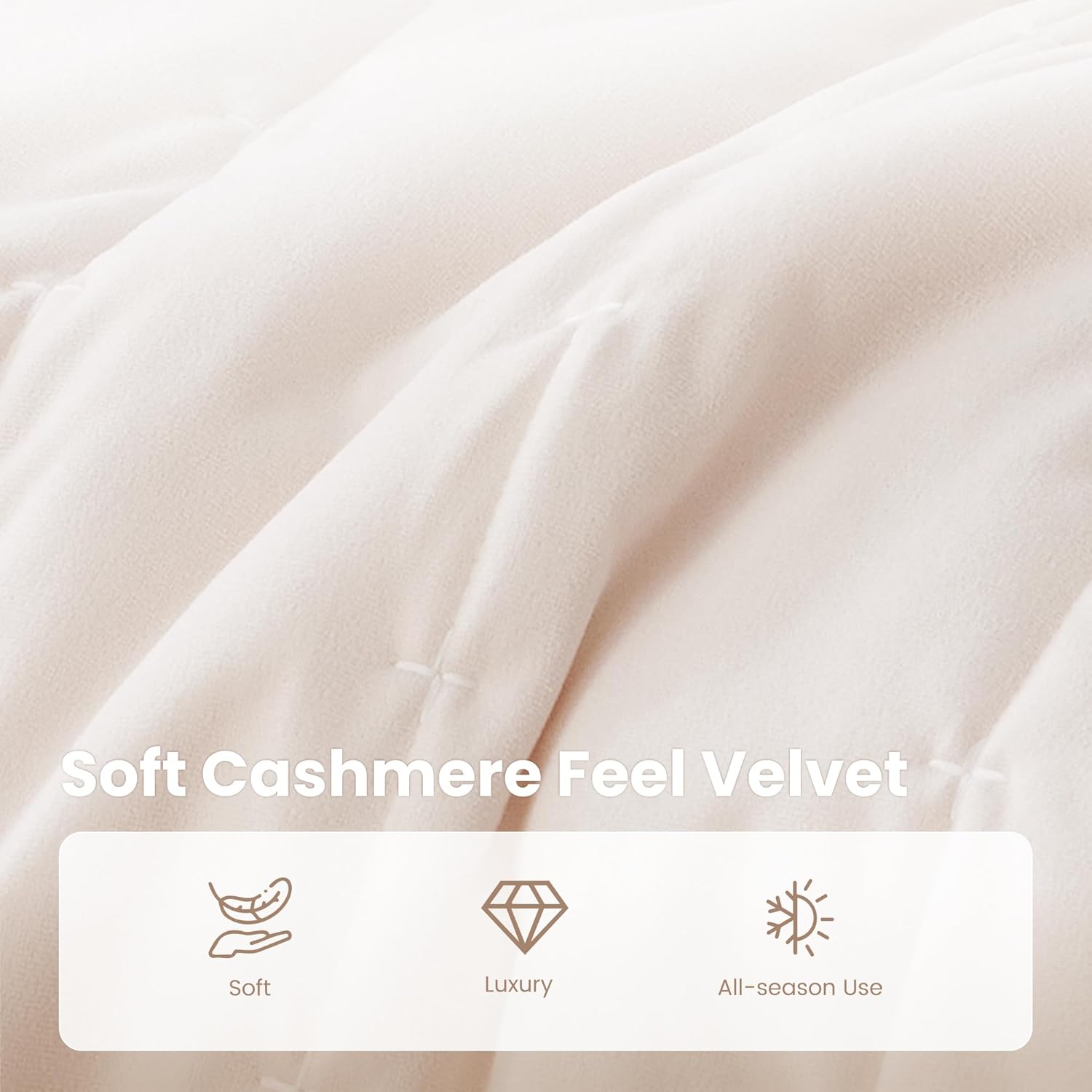 Sophia & William Cashmere Quilt King Size,Striped Bedding Set,Lightweight Coverlet,Super Soft Cashmere Feel Velvet Bedspread for All Season,Beige/Cream(1 Coverlet 108×92", 2 Pillow Shams 36×20")