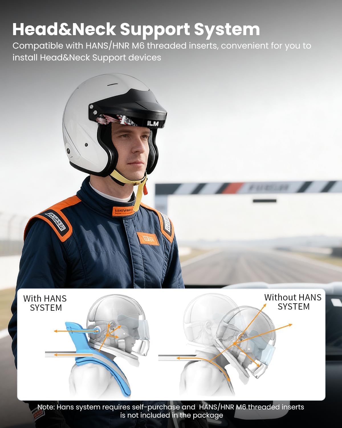 ILM Snell SA2025 Open Face Auto Racing Helmets Lightweight Fiberglass Helmet for Men and Women Model R95