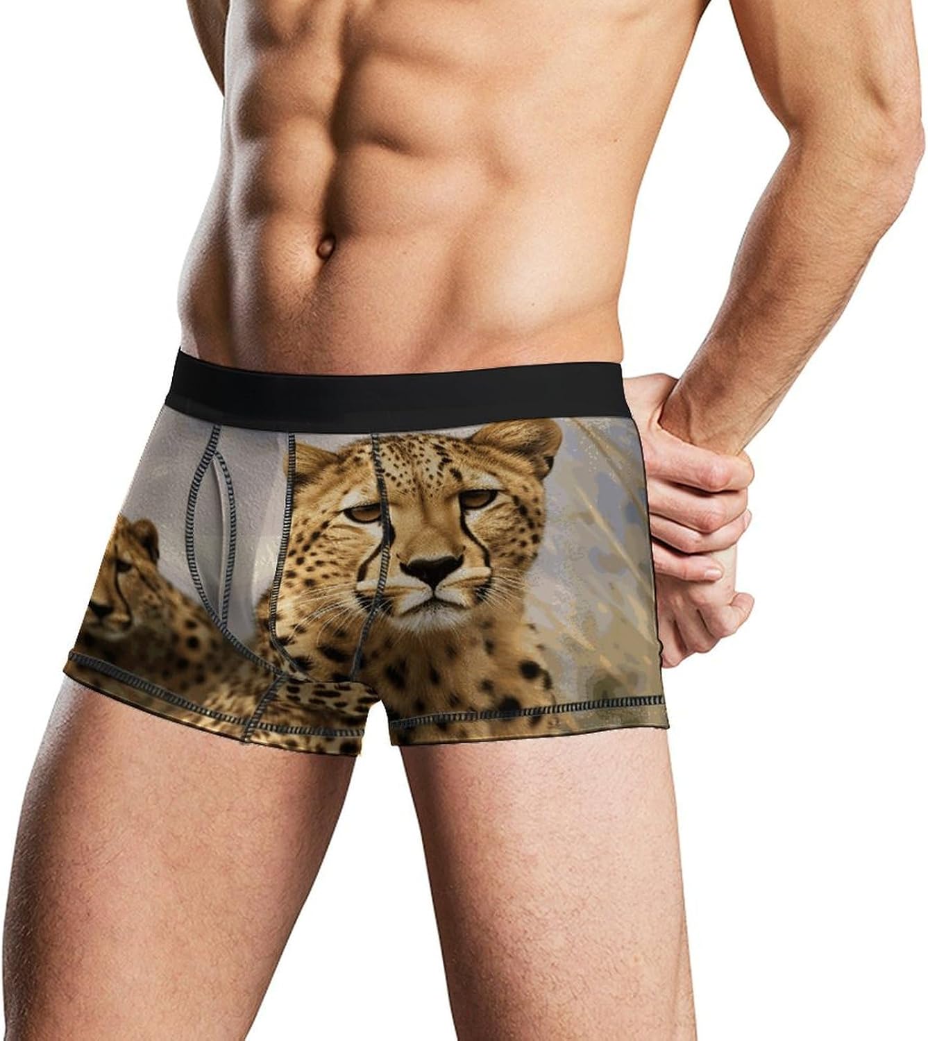 Cool Leopard Mens Boxer Briefs Short Breathable Underwear Trunks Soft Moisture-Wicking Boxer Shorts Novelty Underpants XL