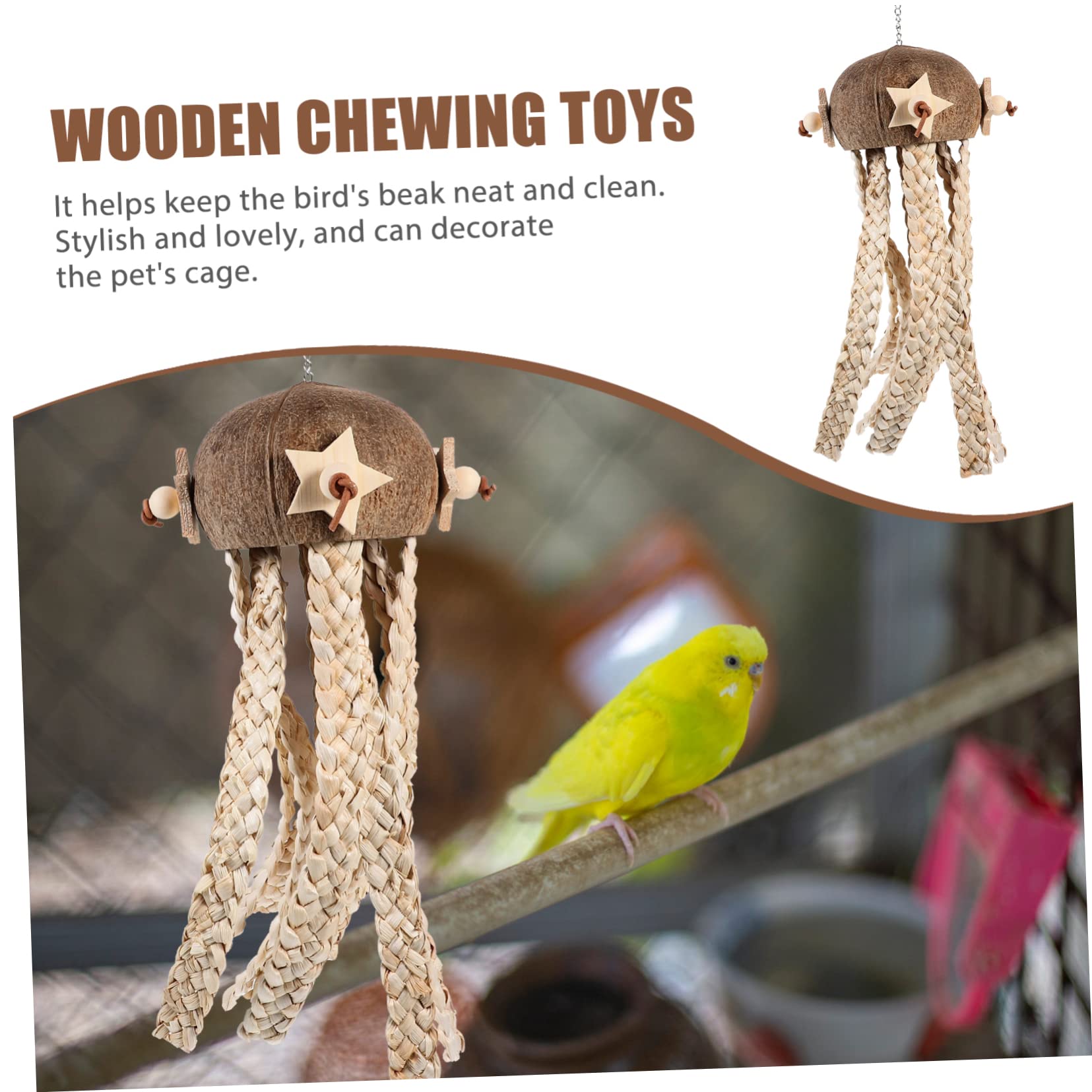 TOYANDONA Vogelspielzeug aus Kokosnussschale zum Aufhängen Sicheres Kauspielzeug für Papageien Futterspielzeug für Vogelkäfige und Natürliche Beschäftigung