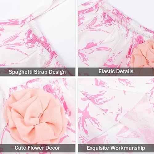 Miniatura 9 de LittleSpring Conjunto de ropa de 2 piezas con diseño floral y pantalones cortos para niñas pequeñas conjunto de ropa