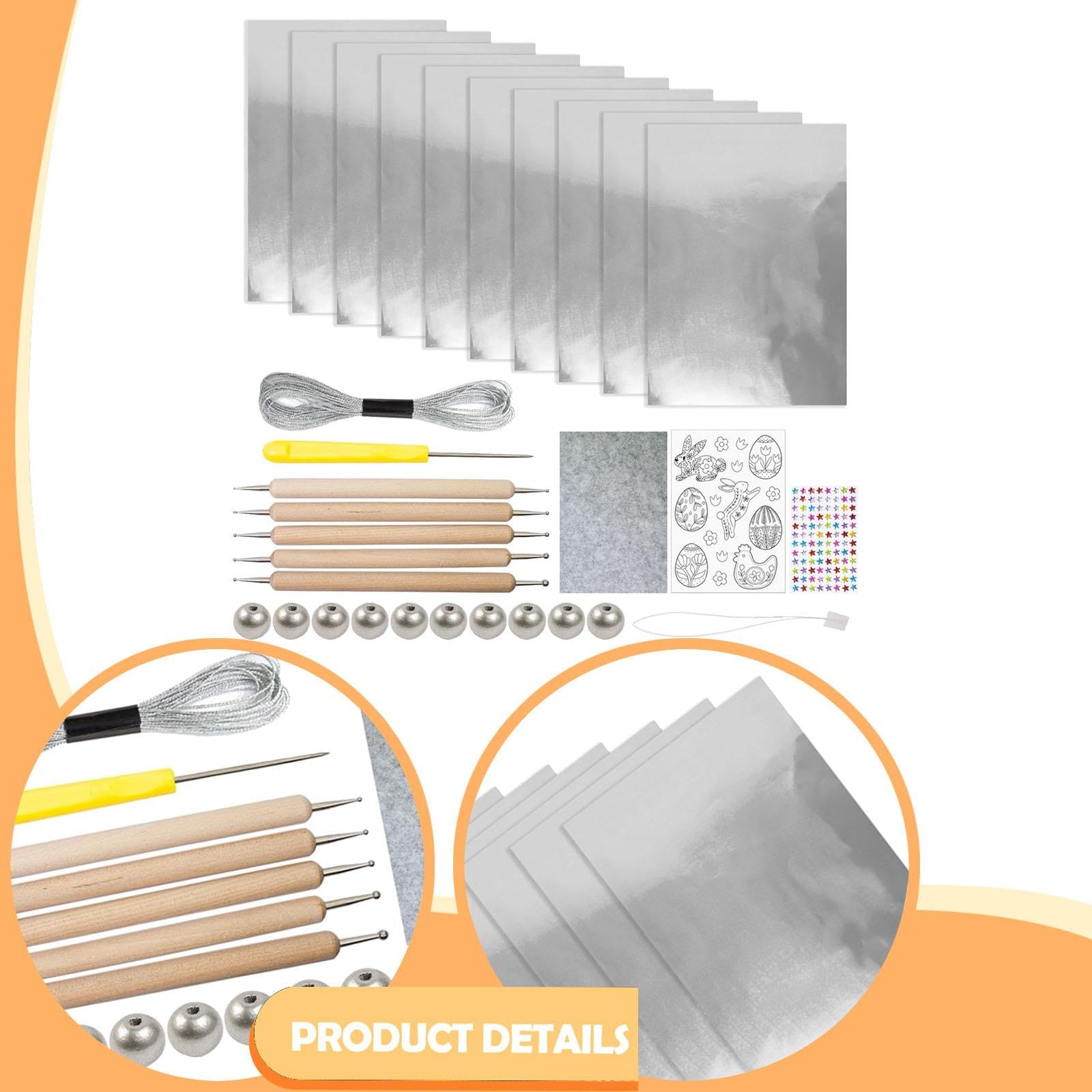 Foglio di Alluminio Foglio Metallico Spesso Kit Decorazioni Embossed Fai Goffrata Progetto Manuale Adatto per Attività Creative Educazione, Argento