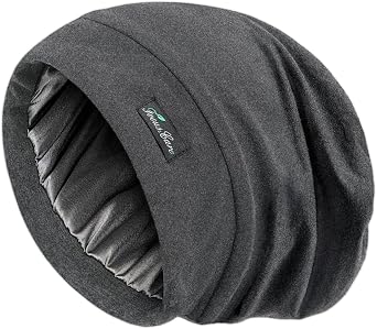 FocusCare Satin Lined Sleep Slouchy Cap Curly Girl Slap Headwear Gifts for Frizzy Hair Women