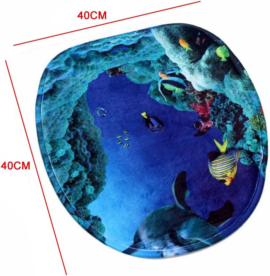 TOPCHANCES 3 Pieces Bathroom Rugs Set, Microfiber 3 Piece Bathroom Rugs and Mats Sets,Bath Shower Mat,U-Shaped Toilet Rug and Toilet Lid Cover for Tub, Shower and Bath Room (Ocean Fishes Pattern