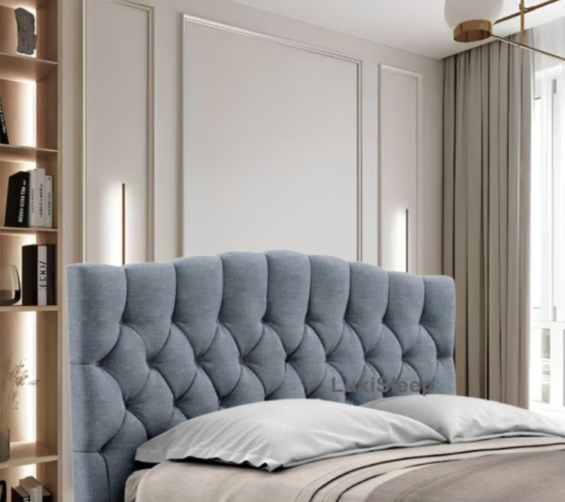 luxisleepltd EXCELLENT DEWSBURY HEADBOARD IN 26'' HEIGHT WITH MATCHING BUTTONS (4ft6, CREAM)