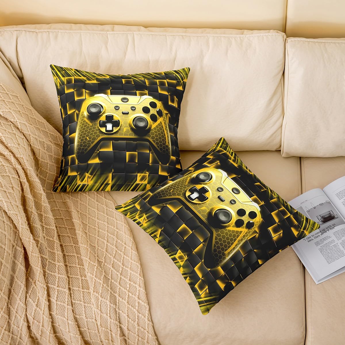 richhome Federa per cuscino con gamepad, 50,8 x 50,8 cm, per bambini, adolescenti, amanti dei videogiochi, per patio, tenda, balcone, divano, colore blu acquerello, federa per cuscino da esterno