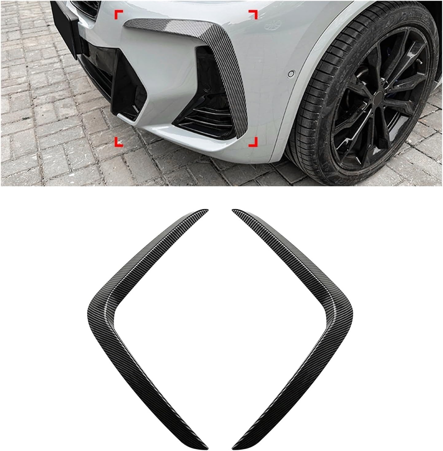 Car Hood Air Vent Cover Car Front Bumper Side Air Vent Cover Trim Fog Light Lamp Intake Hood Frame Splitter Easy Installation(Gloss Black)