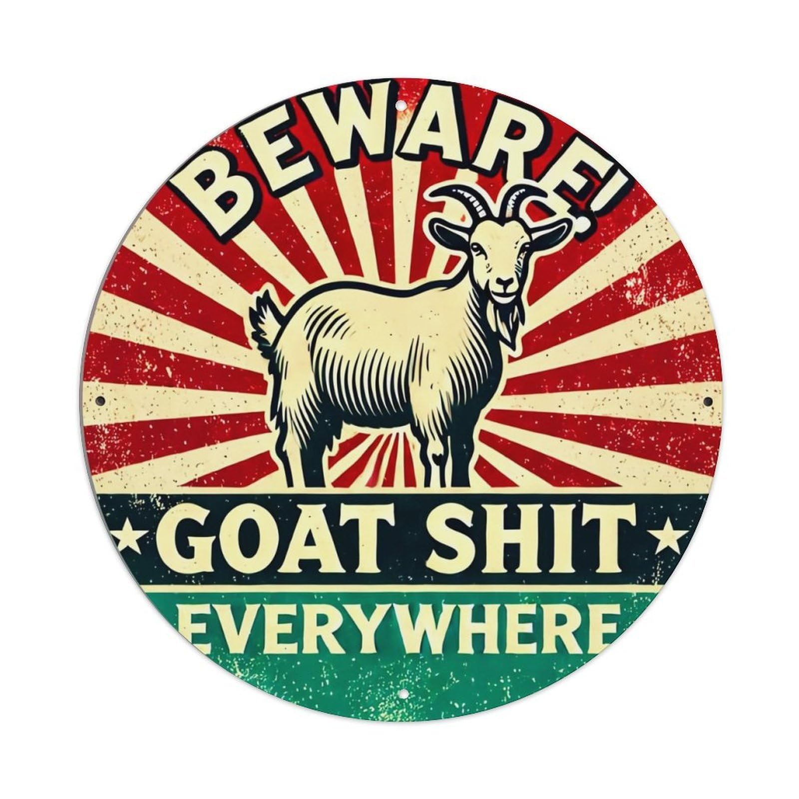 Beware Goat Shit Everywhere Sign Tin Sign Metal Poster Vintage Metal Signs for Home Man Cave Bar Cafe Kitchen laundry room Wall Decorations 8x8 inches
