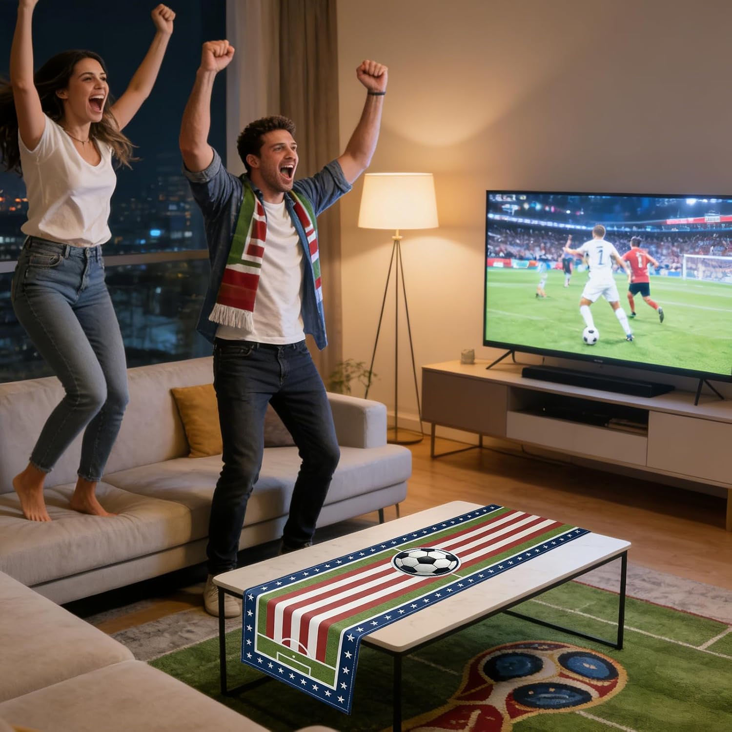 Soccer Table Runner, World Cup Soccer Party Decorations, Table Runner for Dining & Kitchen, Home Decor with Soccer Field Pattern (70.87"×11.81") - Image 7