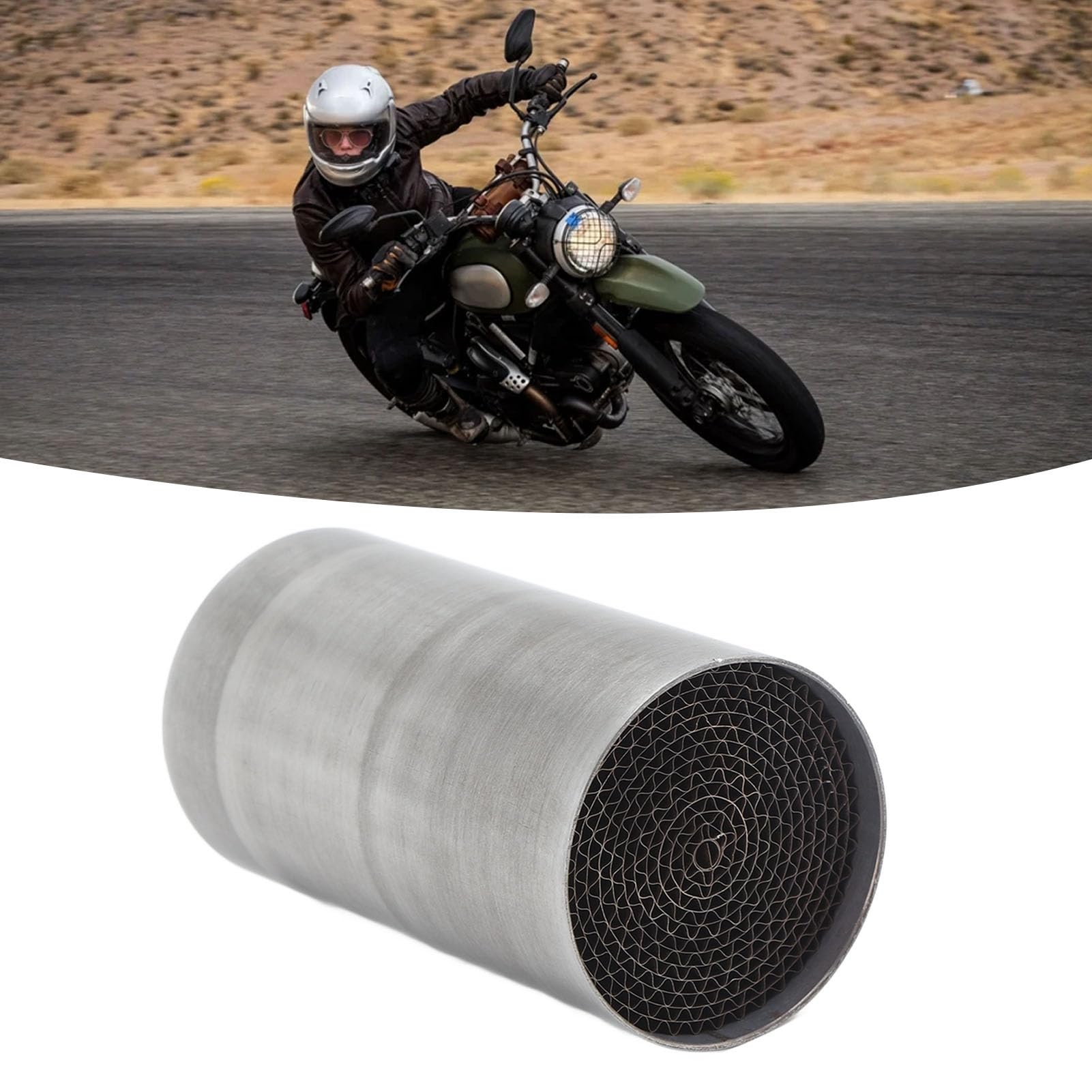 Qiilu Moto Tuyau D'échappement Catalyseur en Fer Avant Moyen Silencieux D'échappement Catalyseur Universel pour Moto (53 * 100mm)
