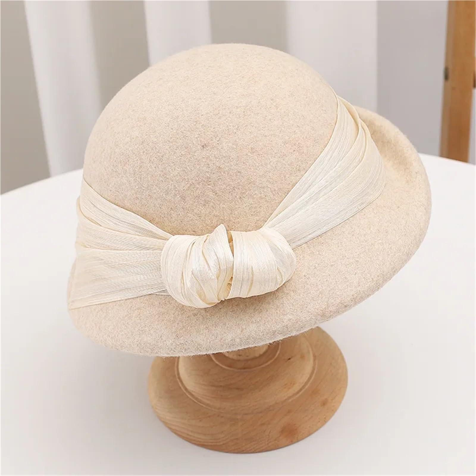 Cappello A Cloche Da Donna Berretto in lana da donna Autunno Inverno Cappello cloche con fiocco retrò Per Donna
