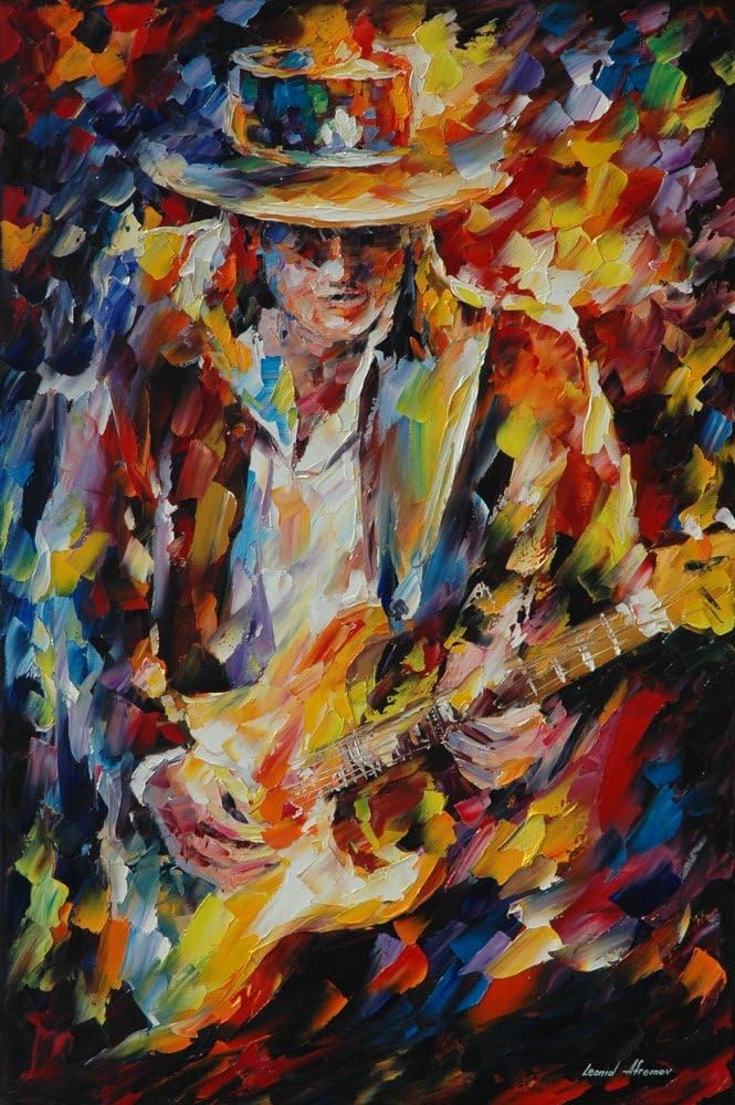 Leonid Afremov Original Image From Painting Stevie Ray Vaughan Old Soul Print On Artistic Cotton Canvas, Size: 20"X30"