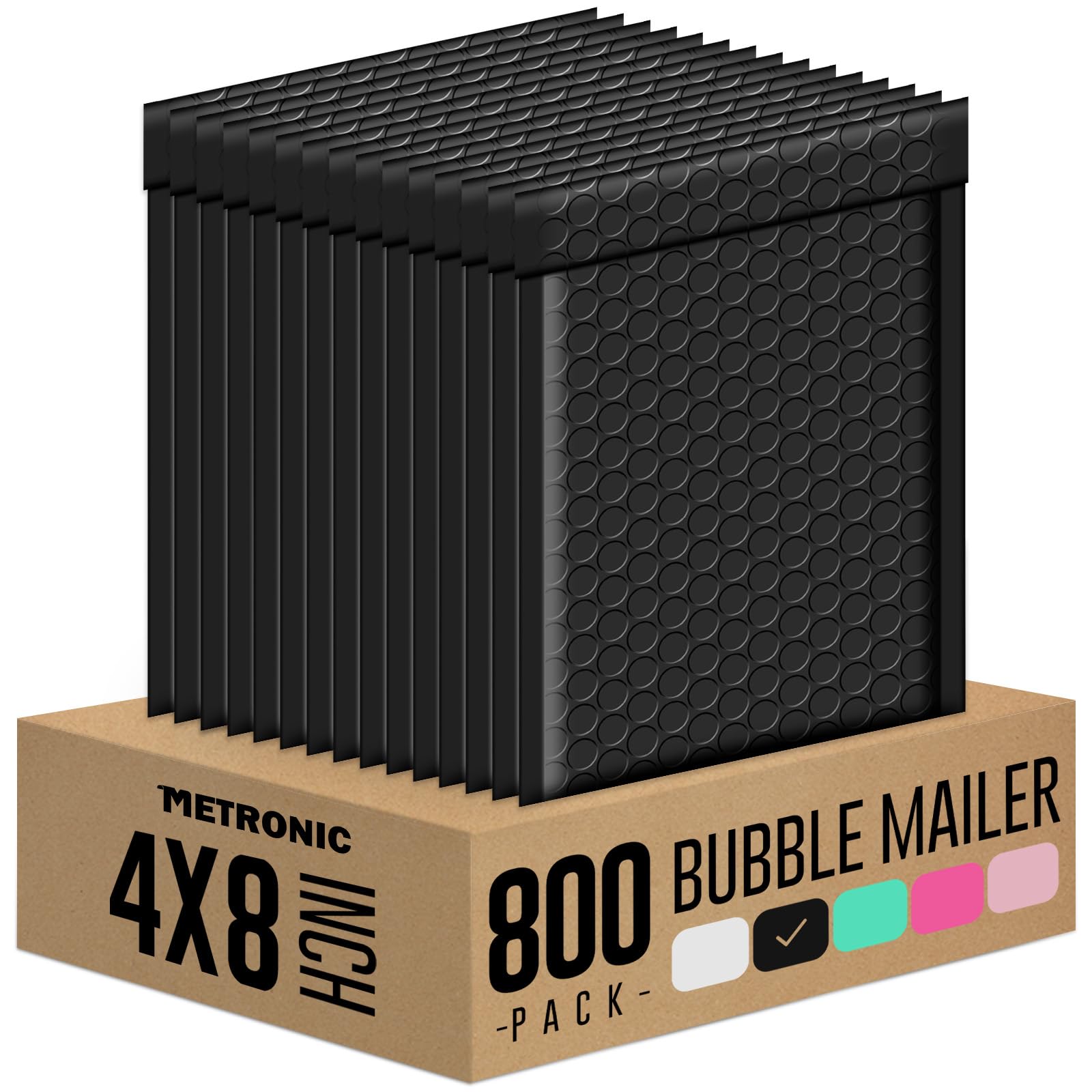 Metronic 800 Pack Small Bubble Mailer 4x8 Inch Black Bubble Mailers Bulk