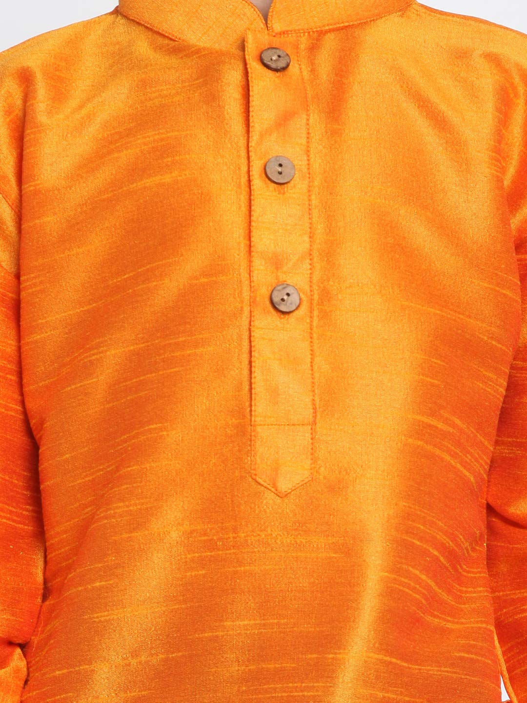 Jbn Creation Vastramay Boys' Orange Silk Blend Boys Pathani Style Kurta And Patial Dhoti Set - (Vasnbuk001Orncdma) For 12-18 Months