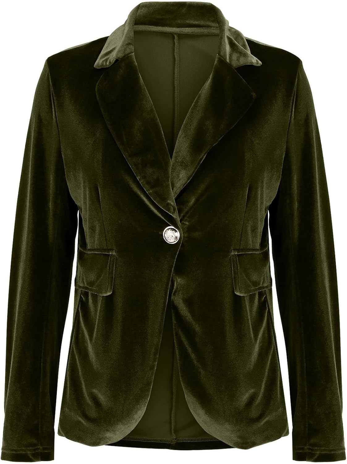 LKOUS Velvet Blazer Women Casual Long Sleeve Lapel Collar Button Blazer Jackets for Business Office - Image 2