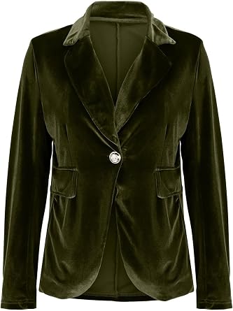LKOUS Women's Velvet Blazer Business Office Casual Lapel Long Sleeve Slim