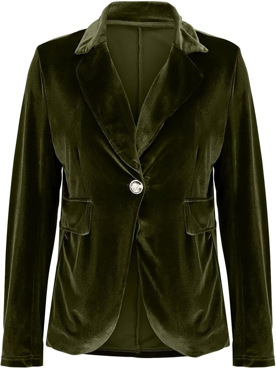 LKOUS Women's Velvet Blazer Business Office Casual Lapel Long Sleeve Slim