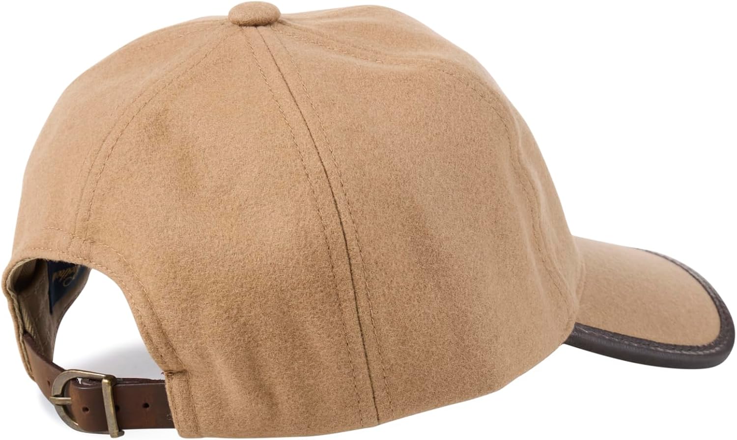 Brooks Brothers Men's 100% Wool Baseball Hat with Leather Strap & Buckle - Woven Logo One-Size Adjustable Luxury Hats - Image 3