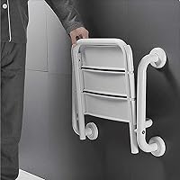 Vista 2 de Silla de ducha para ducha interior, asiento de ducha plegable para ancianos, silla de ducha montada en la pared con pierna ajustable, capacidad