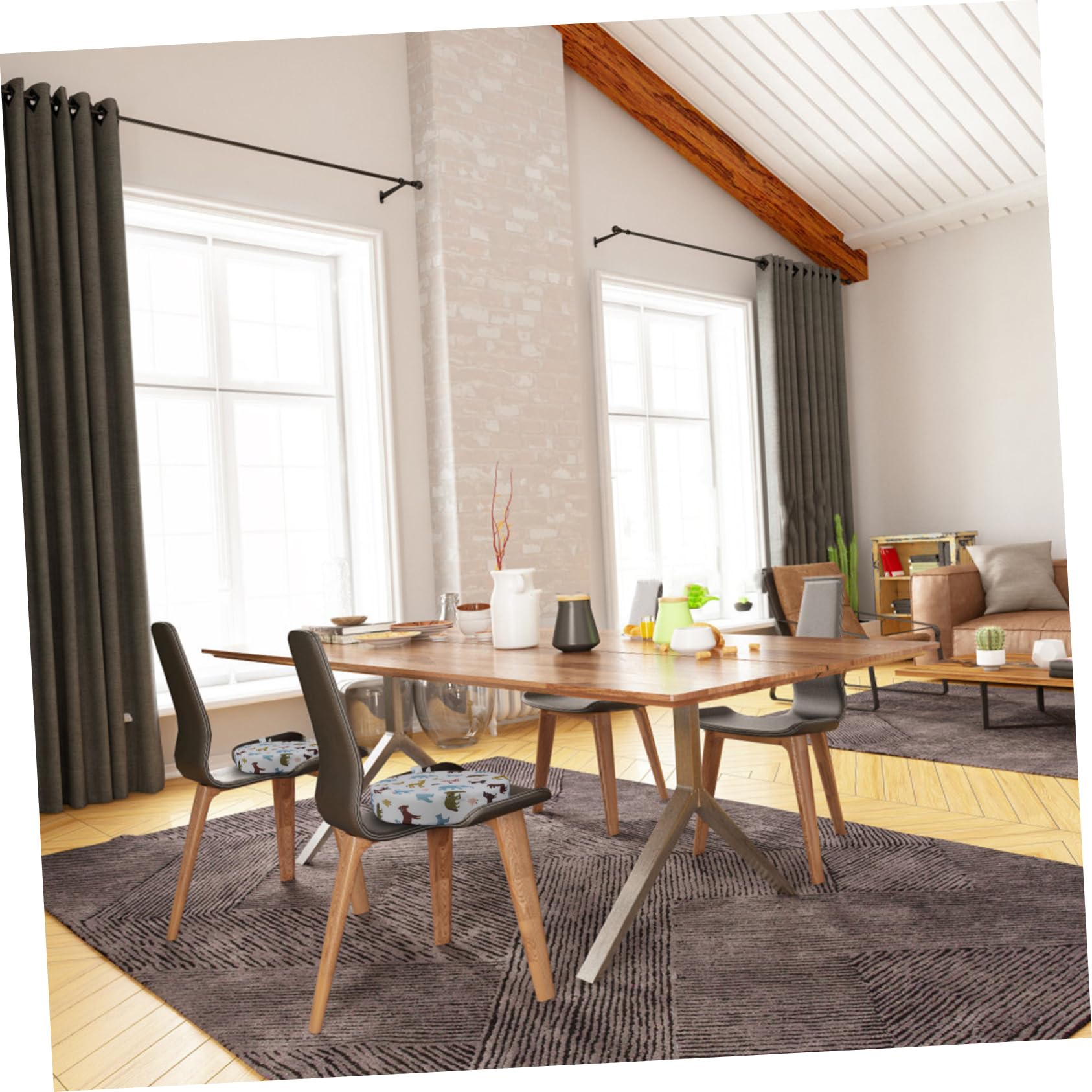 Cuscino Rialzo Sedia per Bambini in Cotone Beige, Imbottitura Comoda Fondo Antiscivolo per Seggiolone da Pranzo Rotondo Adatto a Dining Chair