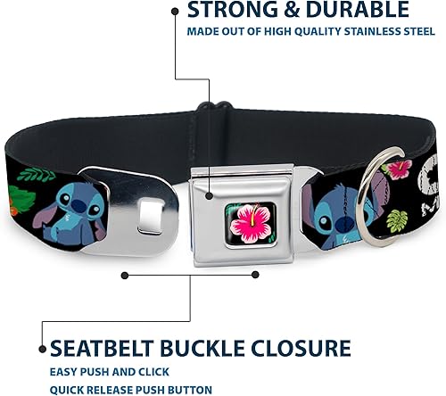 Miniatura 4 de Buckle-Down Lilo & Stitch - Ohana means Family Dog Collar, hebilla para cinturón de seguridad, color negro, multicolor